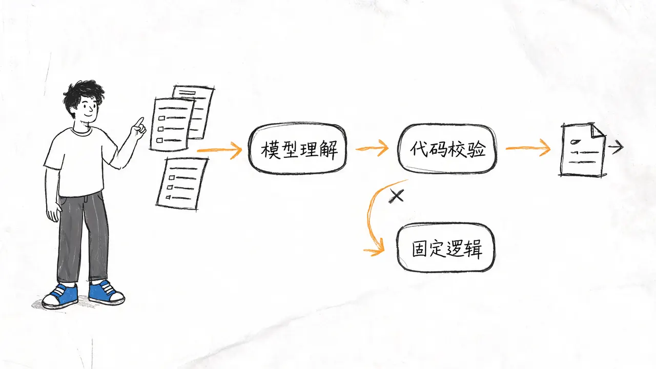 模型理解与代码校验的混合架构