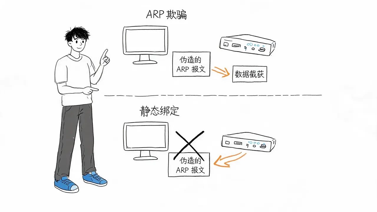 ARP 欺骗攻击与静态绑定防护