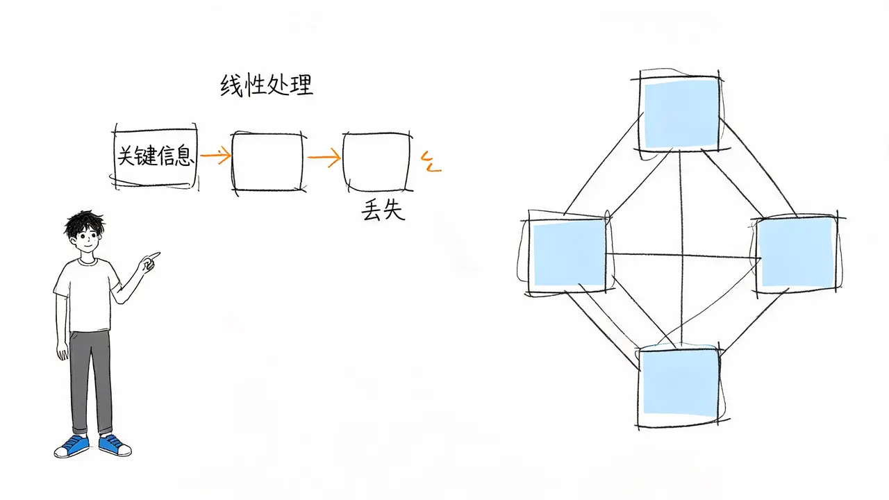 线性读取与全局统筹的对比