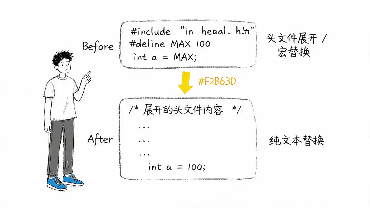 预编译阶段:文本替换与展开
