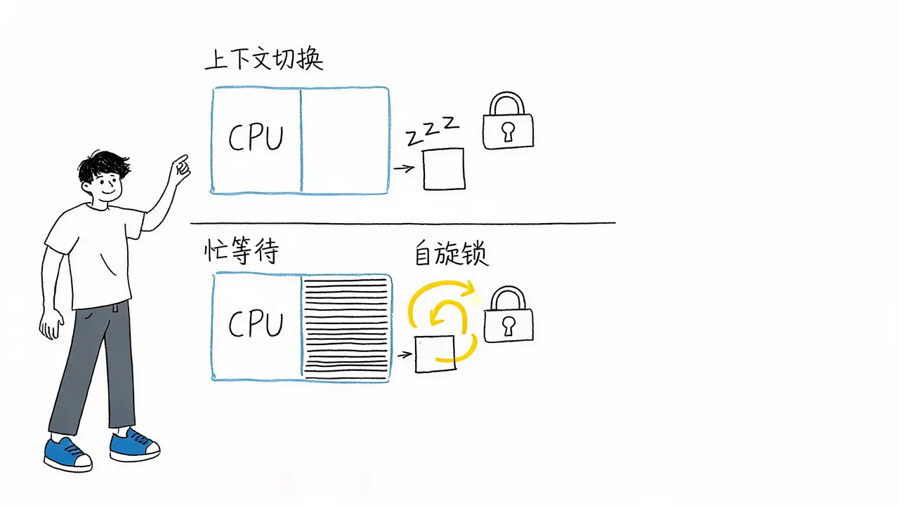 互斥锁与自旋锁的行为对比