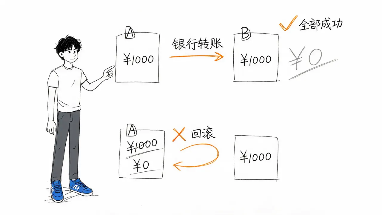 事务原子性：银行转账回滚机制