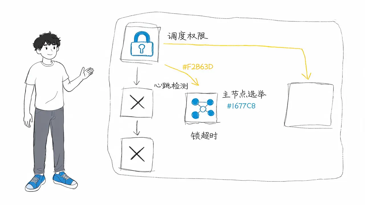 调度层主从仲裁与防脑裂机制