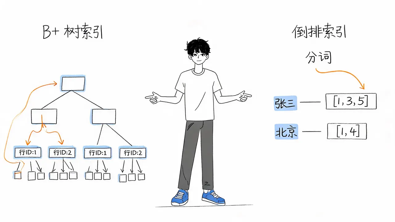 索引原理:B+ 树 vs 倒排索引