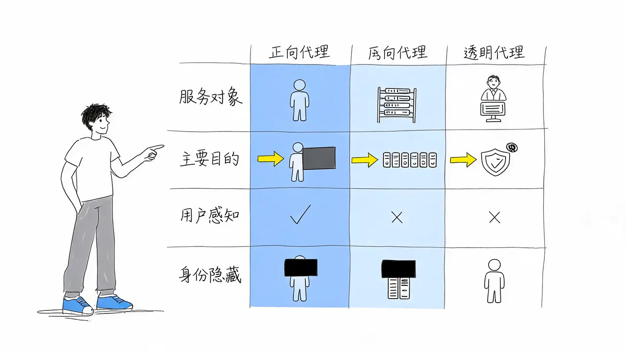 三种代理的核心维度对比
