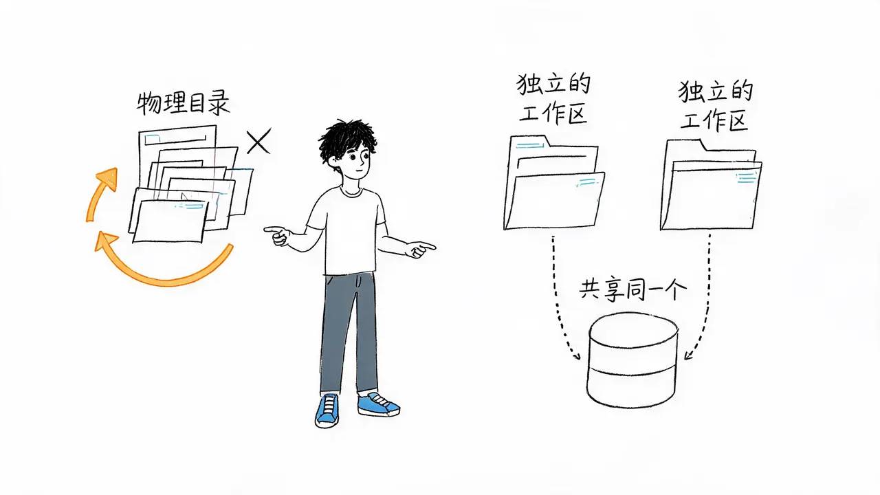 传统切换 vs Worktree 机制对比