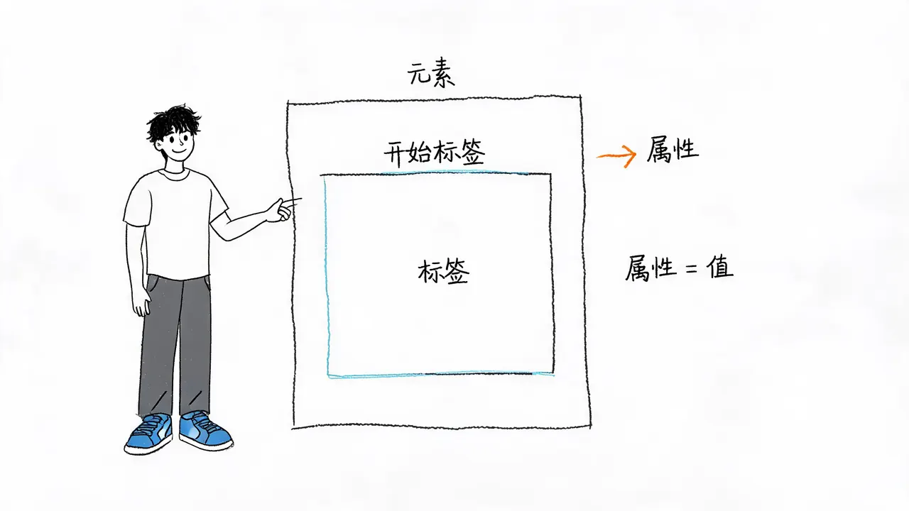 标签、元素与属性的层级关系