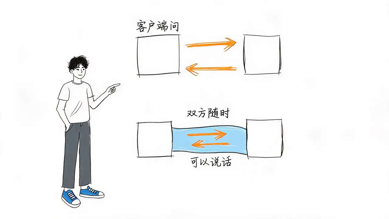 HTTP 请求-响应模式 vs WebSocket 双向通信