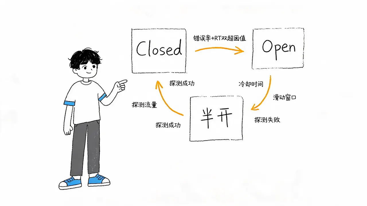双维度熔断与半开恢复机制