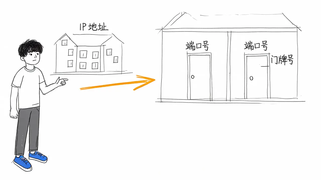 快递类比：IP地址与端口号的对应关系