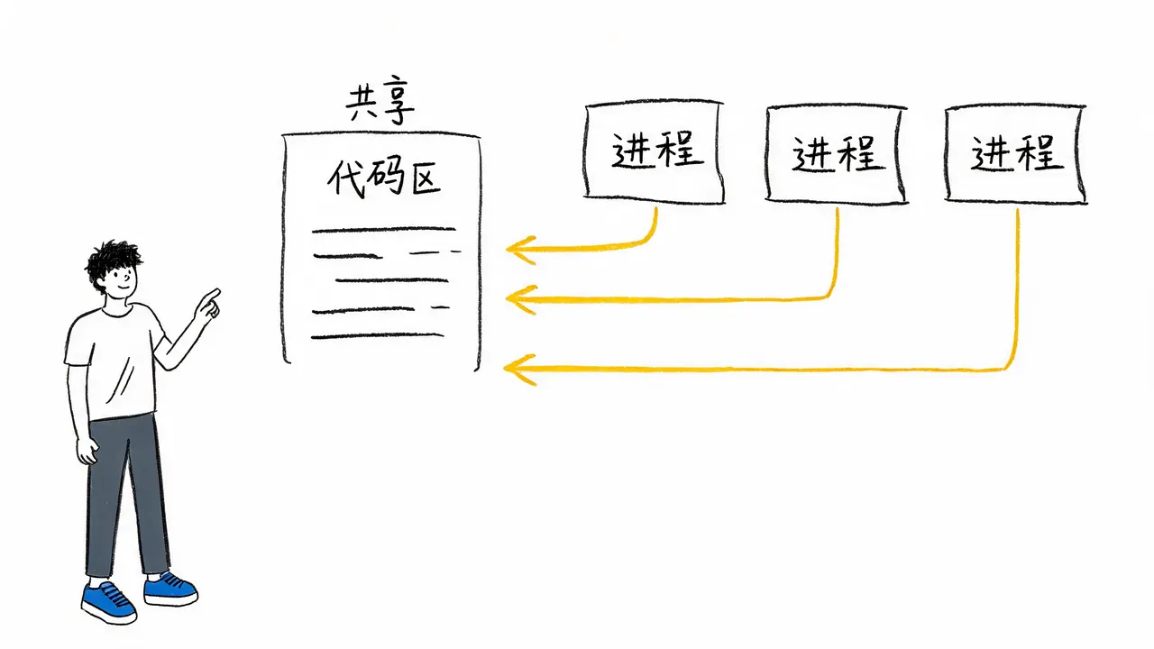 代码区的只读与共享特性