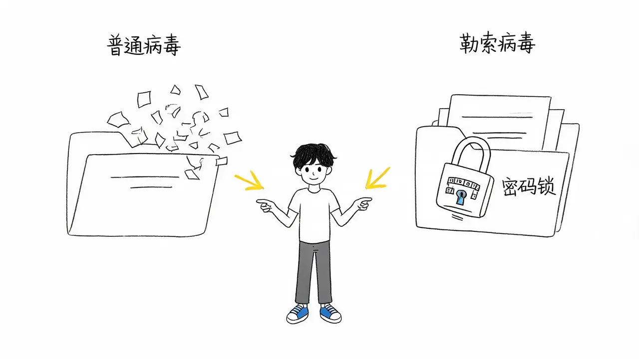 勒索病毒与普通病毒的区别