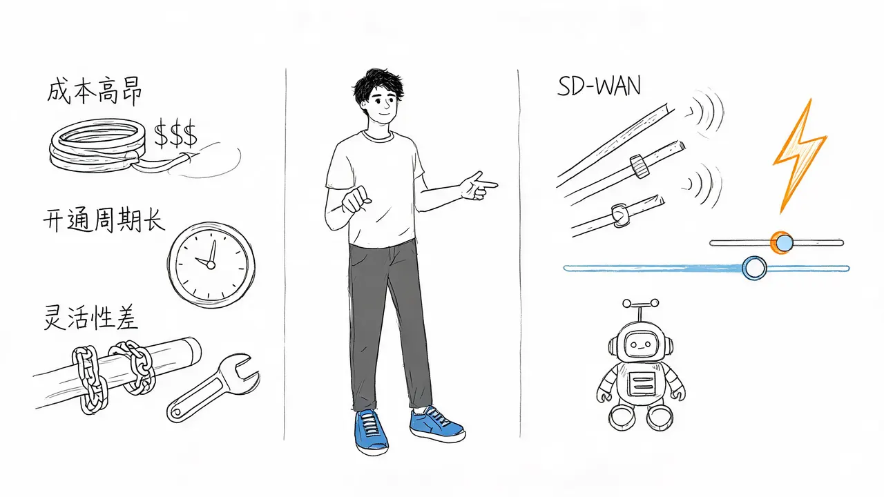 传统 MPLS 专线痛点 vs SD-WAN 优势