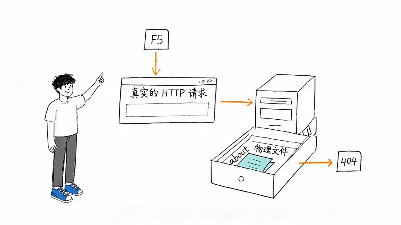 刷新触发 404 的因果链