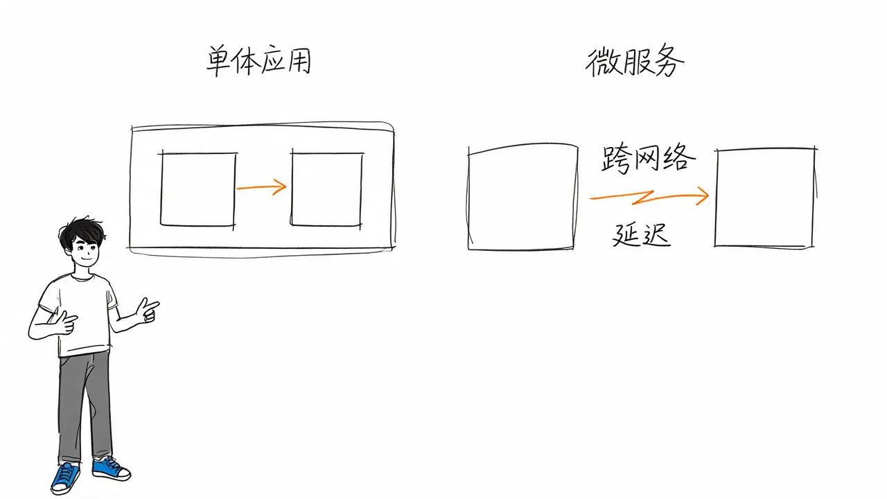 单体应用与微服务架构的通信对比