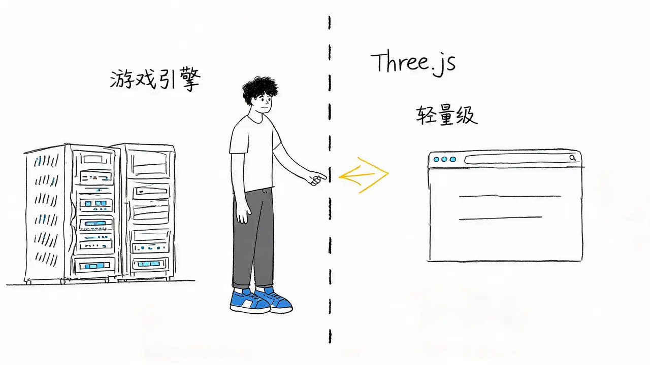 Three.js 与专业游戏引擎的定位对比